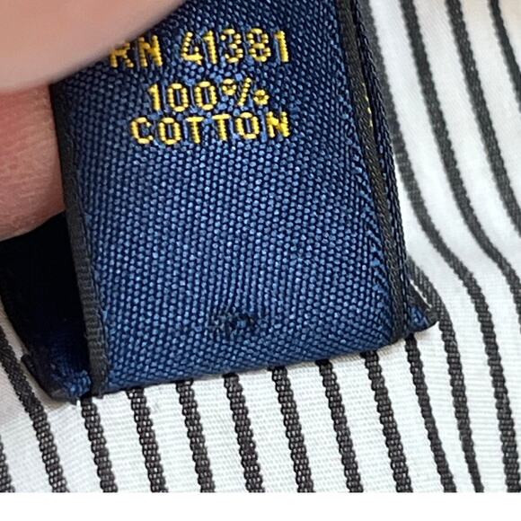 Ralph Lauren Men's 2XL White/Black Striped Button Down Preppy Shirt - Picture 4 of 7